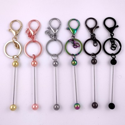 2023 innovative Christmas gifts beadable keychain bar sturdy brass beaded blank DIY beadable bar keychain with 2mm rod