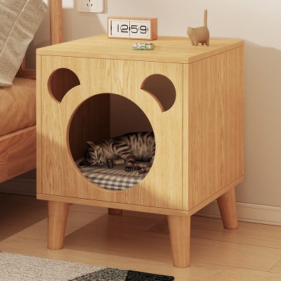 Household small panel bedside table, bedroom, modern, simple, multifunctional cat bed cabinet, living room, cartoon creative cat house