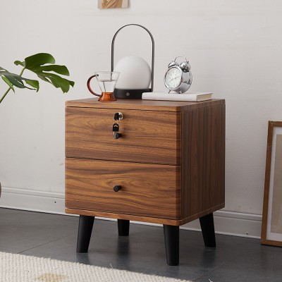 Nordic minimalist simple solid wood bedside cabinet Nordic bedroom lockable storage cabinet minimalist oak storage cabinet bedside cabinet