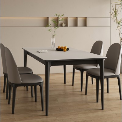 Japanese style log style foldable dining table and chair combination small household dining table rock board solid wood foldable and stretchable