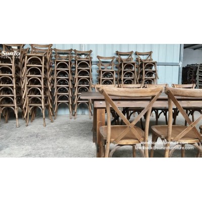 Solid Wood Wedding Event Rustic Table For Farm Folding Dining Tables