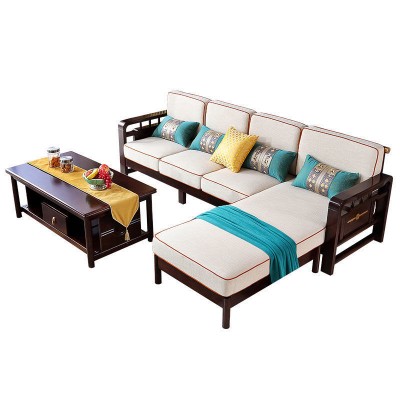 Corner sofa, living room combination, household furniture set, solid wood and fabric sofa,Tea Table, TV cabinet