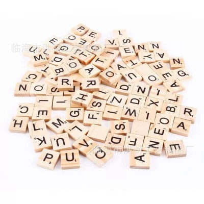 Wooden 26 English letters Pinewood puzzle blocks DIY spelling letters wooden chips 100 pieces